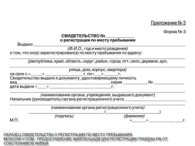 Как выглядит бланк официальной временной регистрации. Форма 3